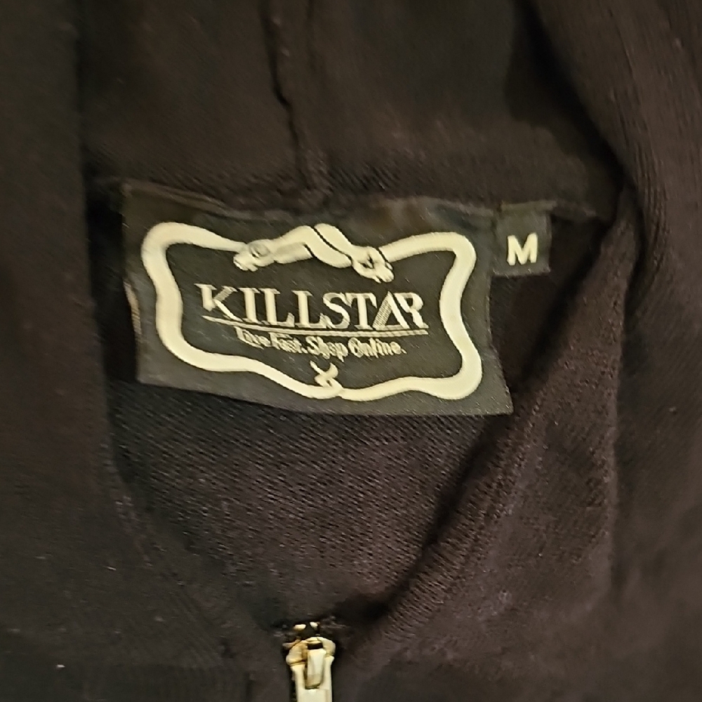 SOLD Killstar Black Hoodie with Leather Straps M - Picture 4 of 4